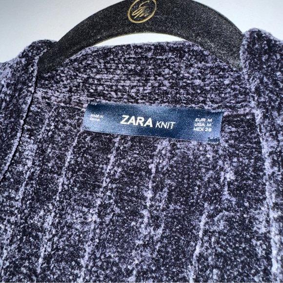 Zara Navy Chenille Open Front Cardigan - Picture 3 of 4